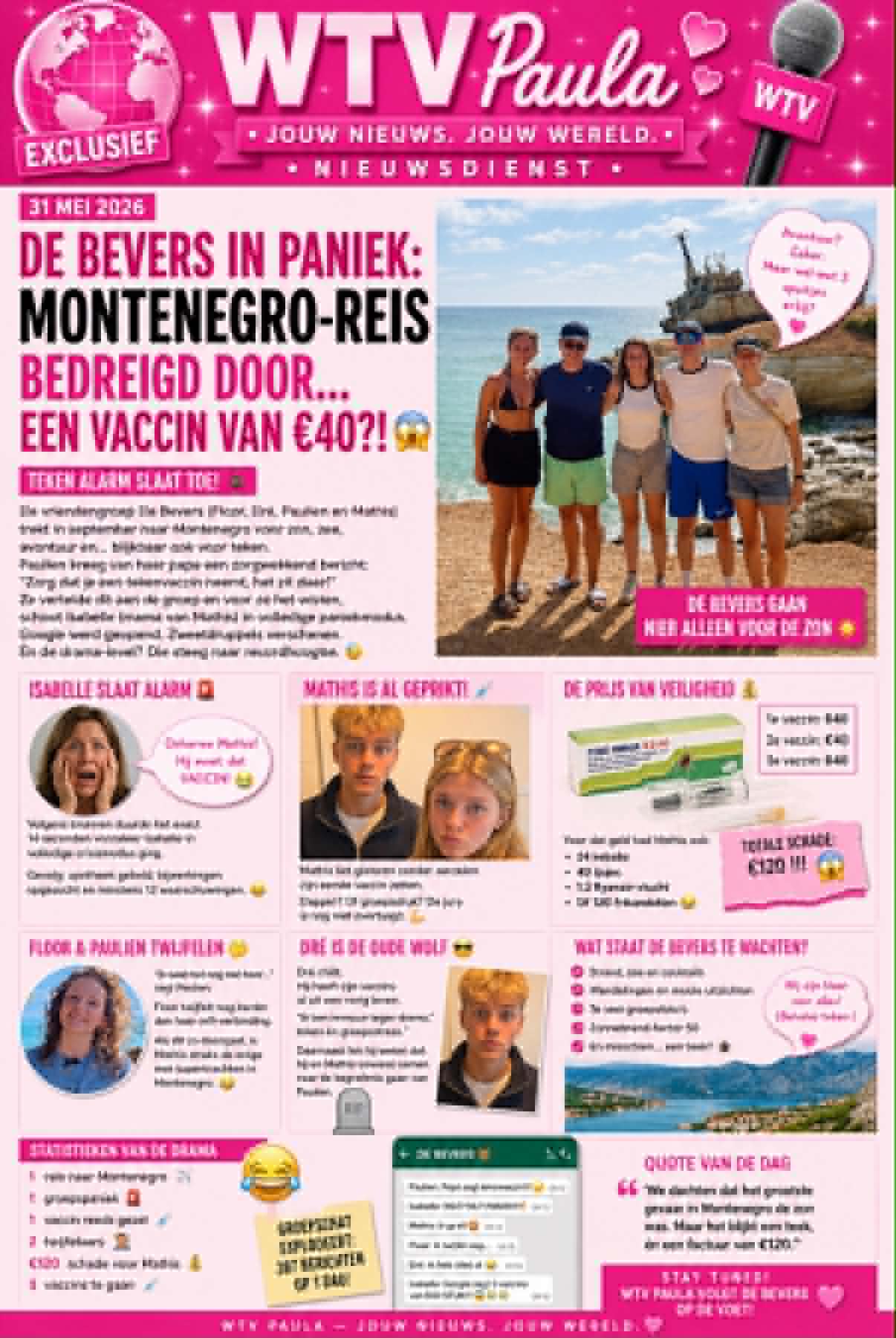 WTV Paula artikel over De Bevers, Montenegro en tekenvaccins