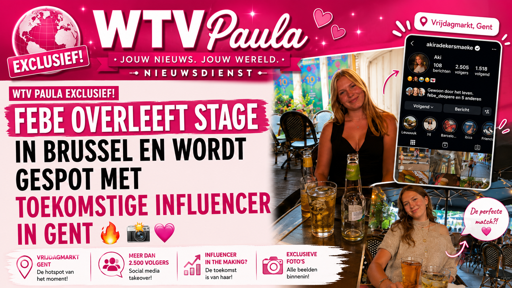 Thumbnail van het WTV Paula artikel over Febe en Akira in Gent