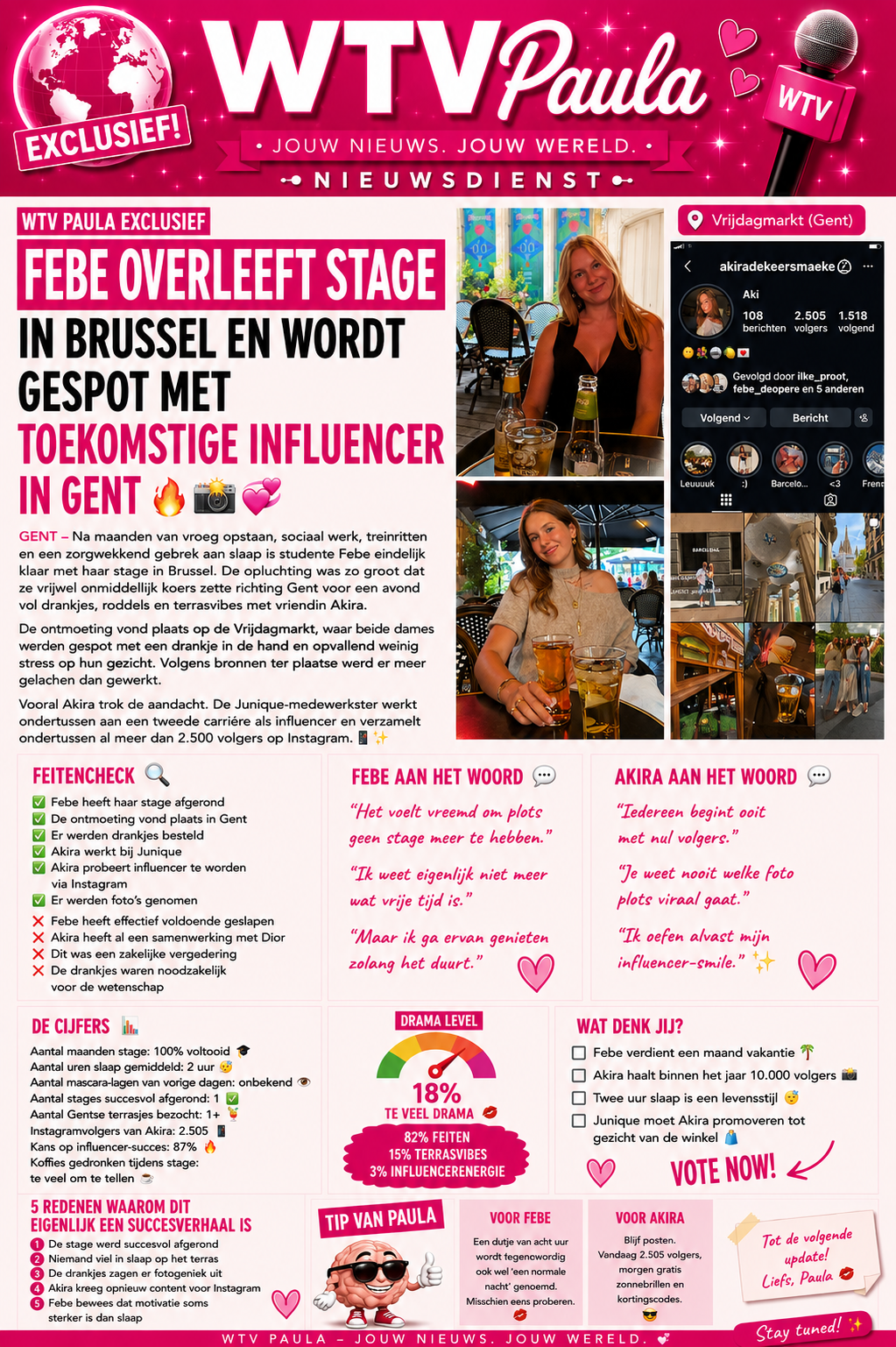WTV Paula artikel over Febe en Akira in Gent
