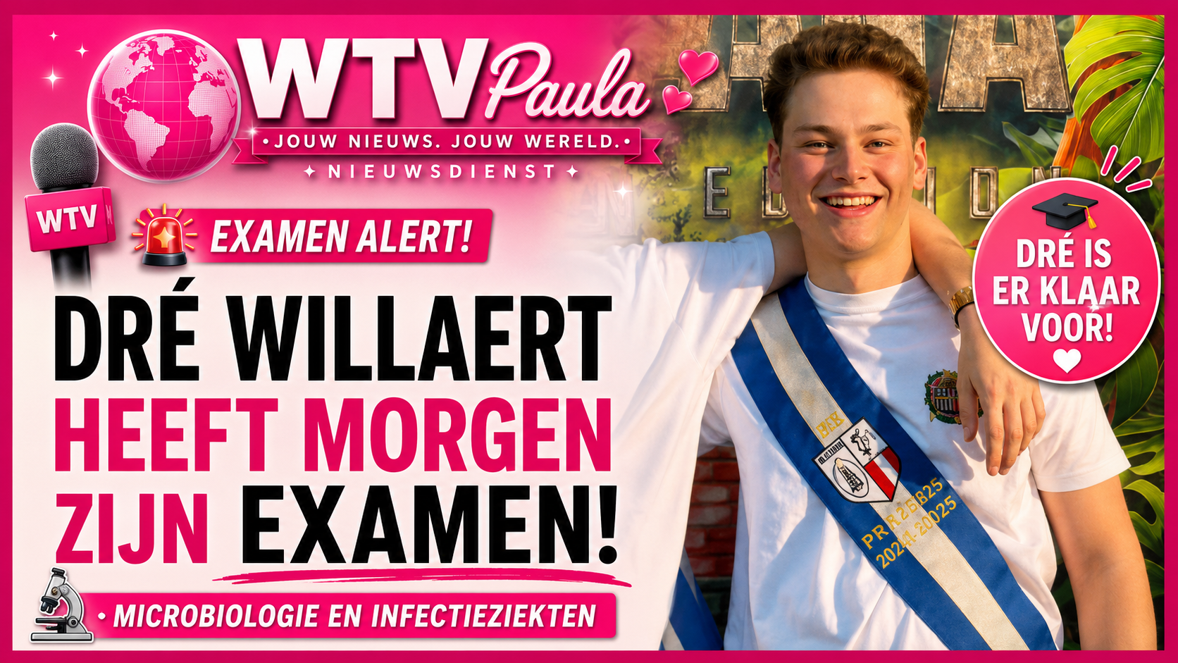 Thumbnail van het WTV Paula artikel over het examen van Dré Willaert